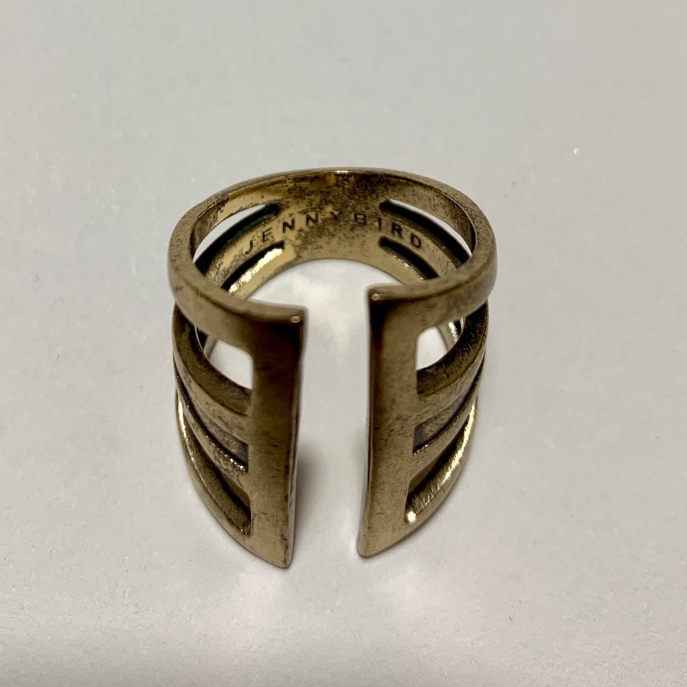 Jenny Bird Chamber Ring Geometric Shape Gold Brass